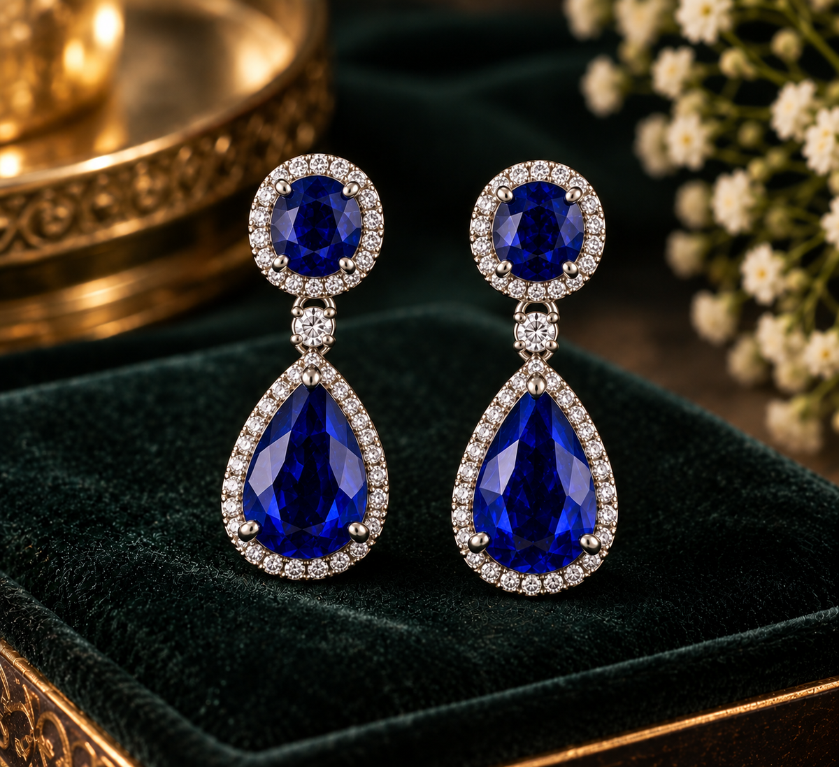 Sapphire crystal gemstone earrings for women