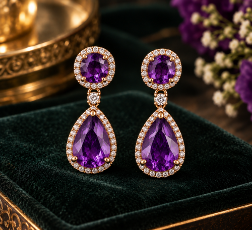 Amethyst crystal gemstone earrings for women