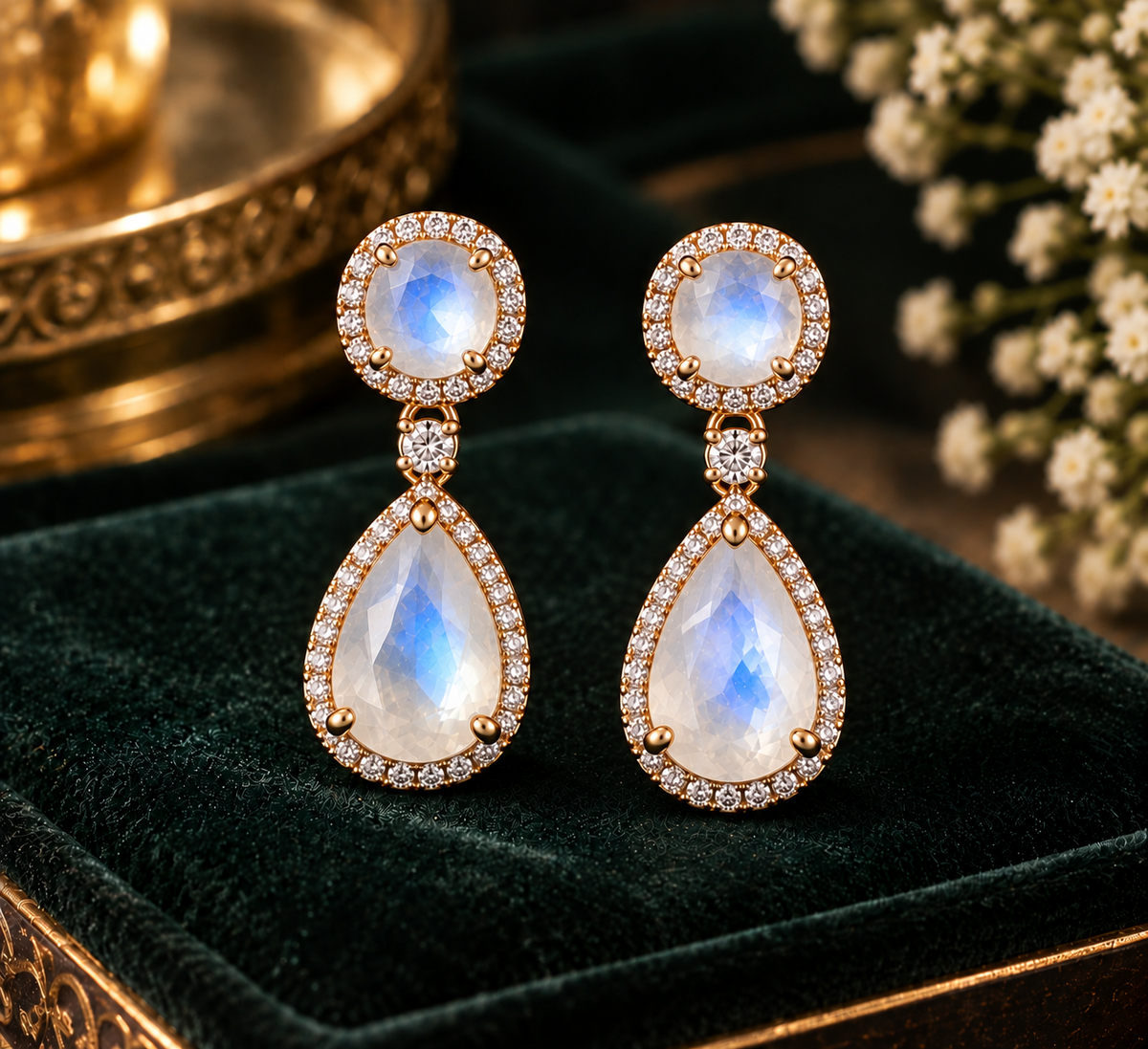 Moonstone crystal gemstone earrings for women