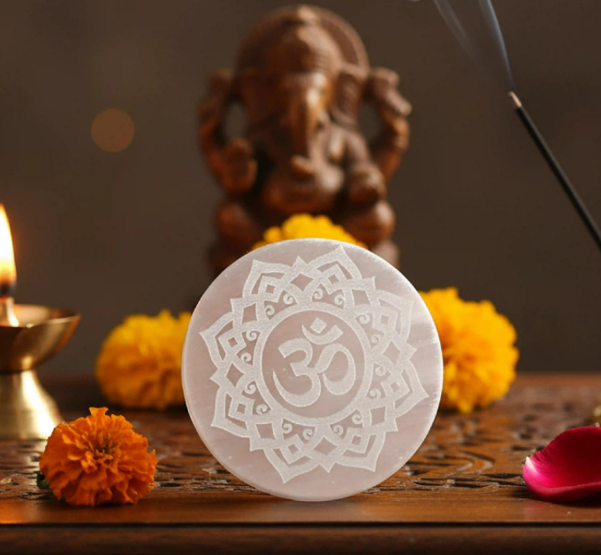 Selenite OM Flower of Life Charging Plate