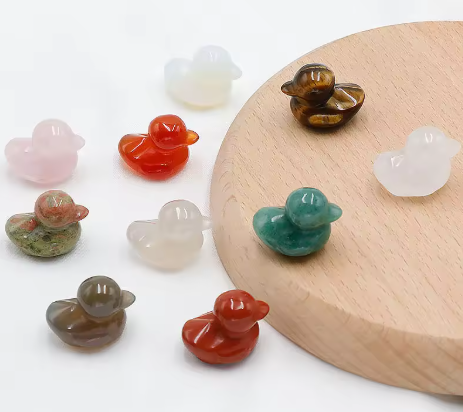 Natural Gemstone Duck Carving Set