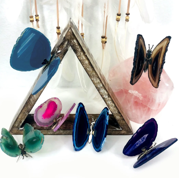 Natural Agate Butterfly Earrings