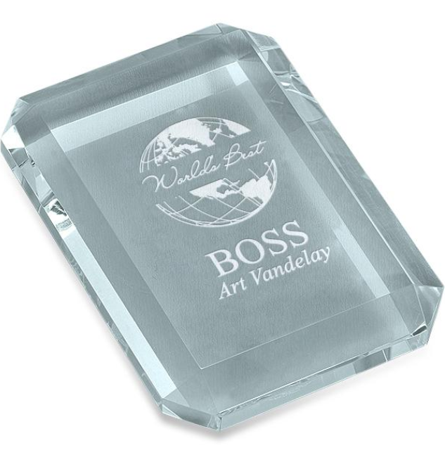 Crystal Engraved Boss Desk Award