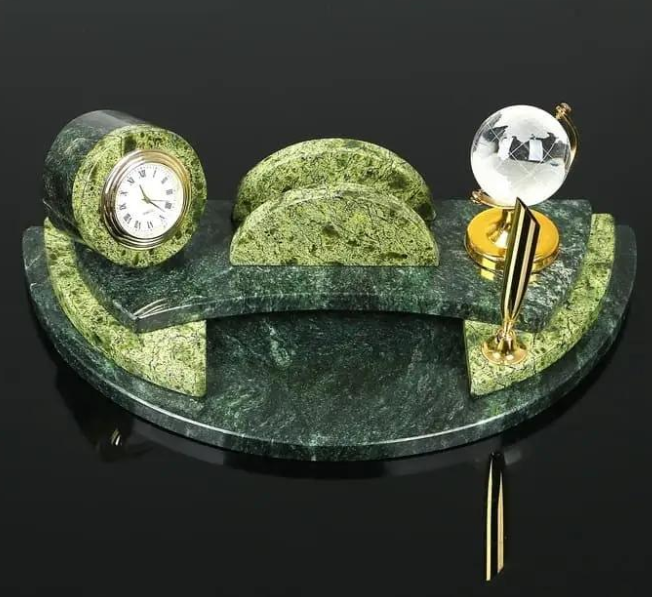 Green Stone Executive Desk Organizer Set