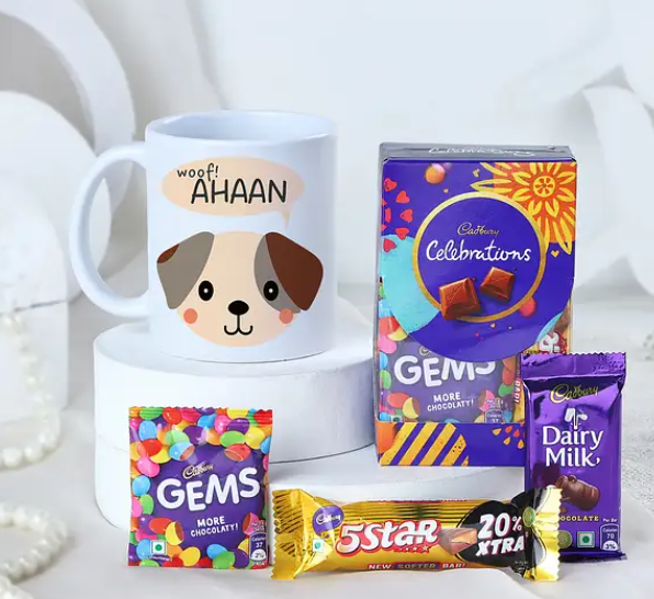 Personalised Puppy Mug with Assorted Chocolates