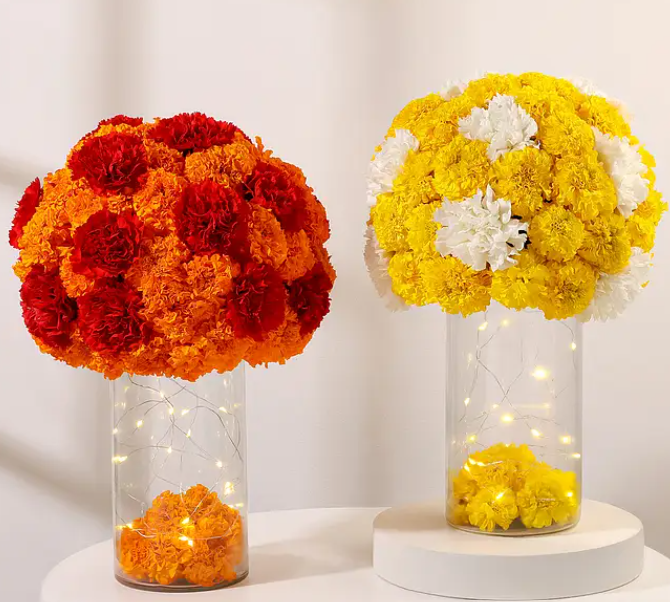 Marigold Flower Vase Arrangement