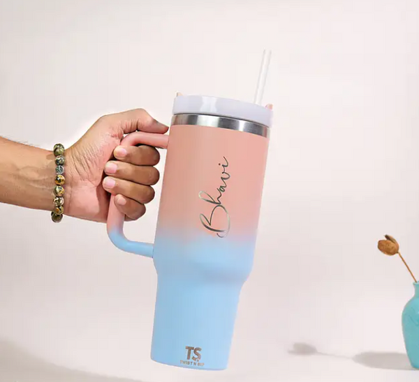 Personalised Ombre Tumbler with Straw