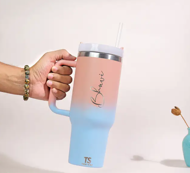 Personalised Ombre Tumbler with Straw