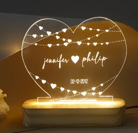 Personalised Couple Heart LED Lamp