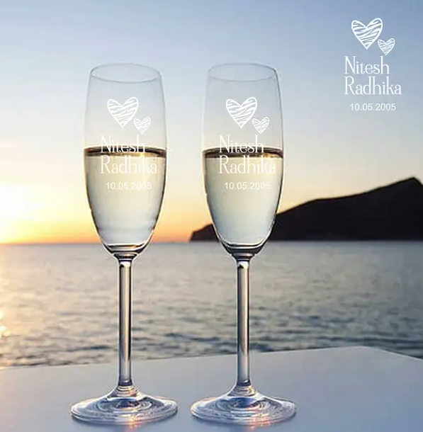 Personalised Champagne Flutes Pair
