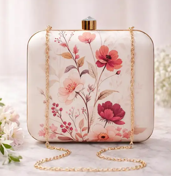 Floral Embroidered Clutch Bag