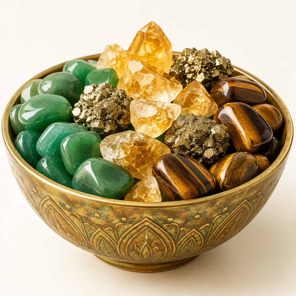 Abundance Green & Gold Money Magnet Bowl