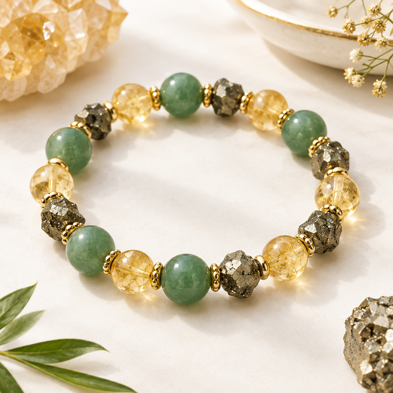 Green Aventurine, Citrine & Pyrite Abundance Bracelet